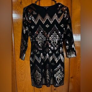 Express Geometric Sequin Dress
